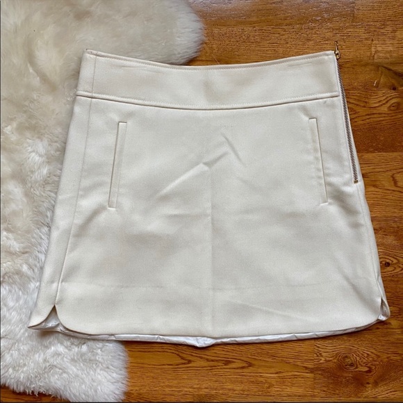 NWT J. Crew White Double Serge Wool Mini Skirt - Picture 2 of 4